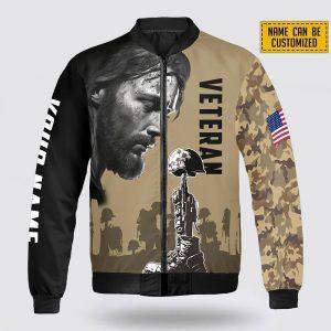Custom Name Jesus Christ And The American Veteran Bomber Jacket Gifts For Jesus Lovers 2 lhgqah.jpg