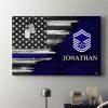 Custom Name Rank US Air Force Military Soldier Prints American Flag Air Force Canvas Wall Art – Gift For Military Personnel
