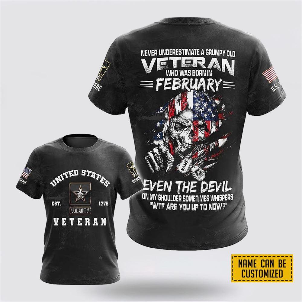 Custom Name Rank US Army Veteran All Over Print 3D T Shirt Even The Devil – Gift For Military Personnel