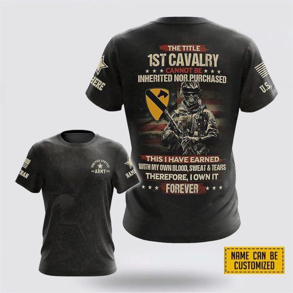 Custom Name Rank US Army Veteran All Over Print 3D T Shirt The Title 1St Cavalry – Gift For Military Personnel