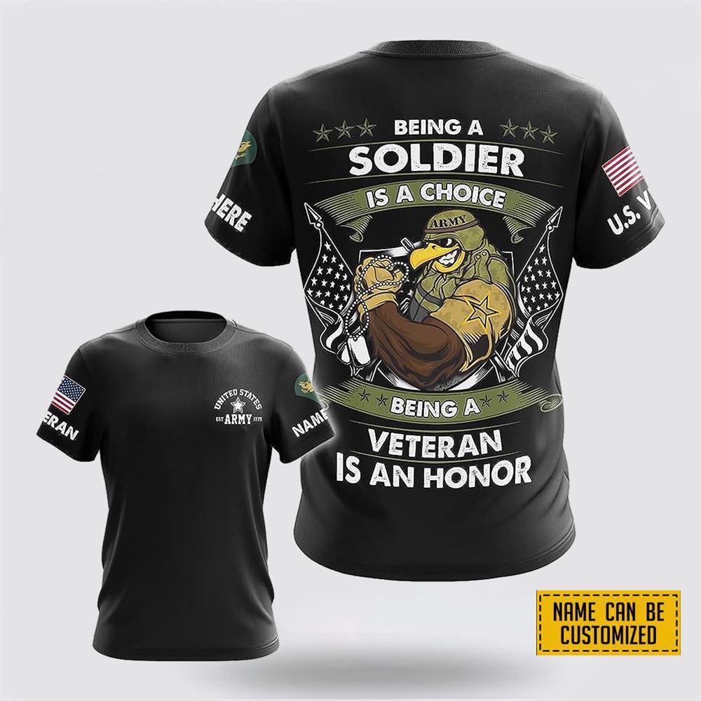 Custom Name US Army All Over Print 3D T Shirt Veteran Is An Honor – Gift For Military Personnel Custom Name US Army All Over Print 3D T Shirt Veteran Is An Honor – Gift For Military Personnel