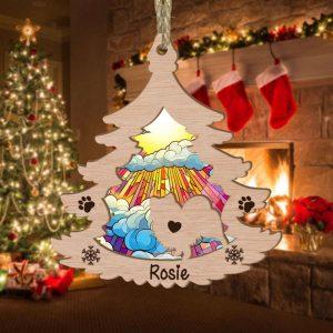 Custom Pomeranian Pine Tree Christmas Suncatcher Ornament 1