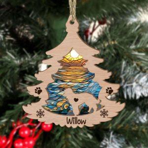 Custom Poodle Pine Tree Christmas Suncatcher Ornament 1