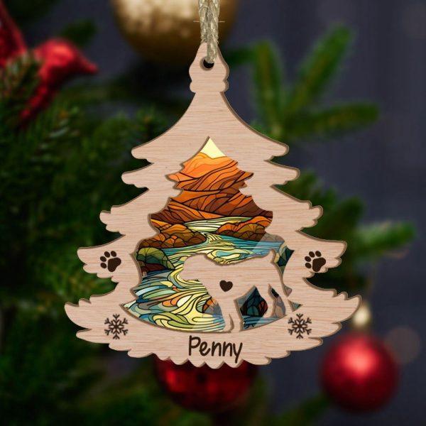 Custom Rottweiler Pine Tree Christmas Suncatcher Ornament – Custom Christmas Ornaments Gift For Dog Lover