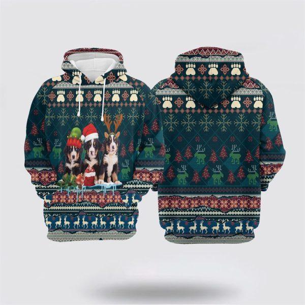 Cute Bernese Mountain Dog Christmas All Over Print 3D Hoodie – Pet Lover Christmas Hoodie
