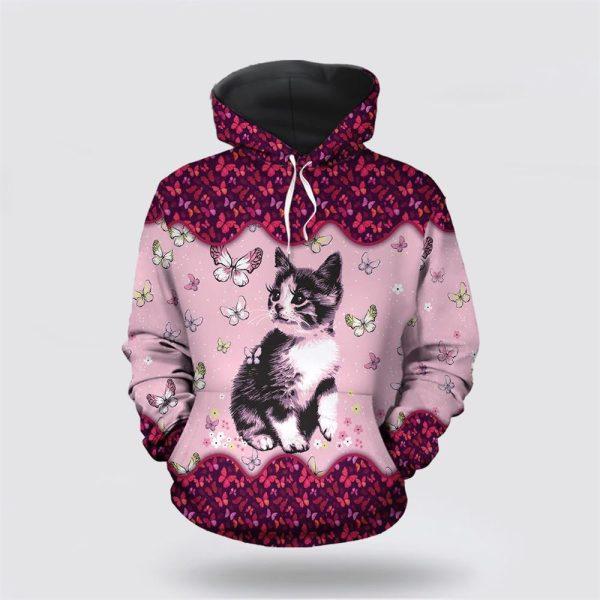 Cute Cat Butterfly Christmas All Over Print Hoodie – Cat Lover Christmas Hoodie