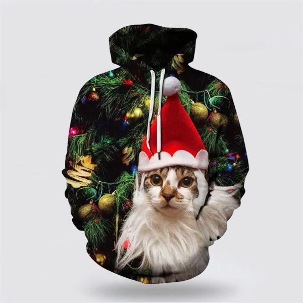 Cute Cat Christmas 3D All Over Print Hoodie – Cat Lover Christmas Hoodie