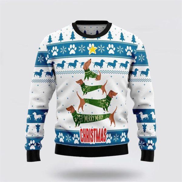 Cute Dachshund Dog Ugly Christmas Sweater – Dog Lover Christmas Sweater