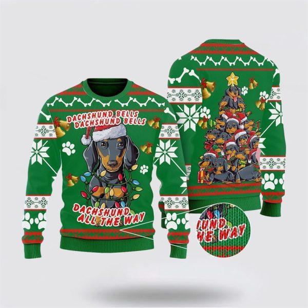 Dachshund Dog Bells Christmas Ugly Christmas Sweater – Dog Lover Christmas Sweater