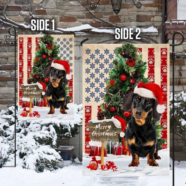 Dachshund Dog Christmas American Flag – Christmas Flag Outdoor Decoration