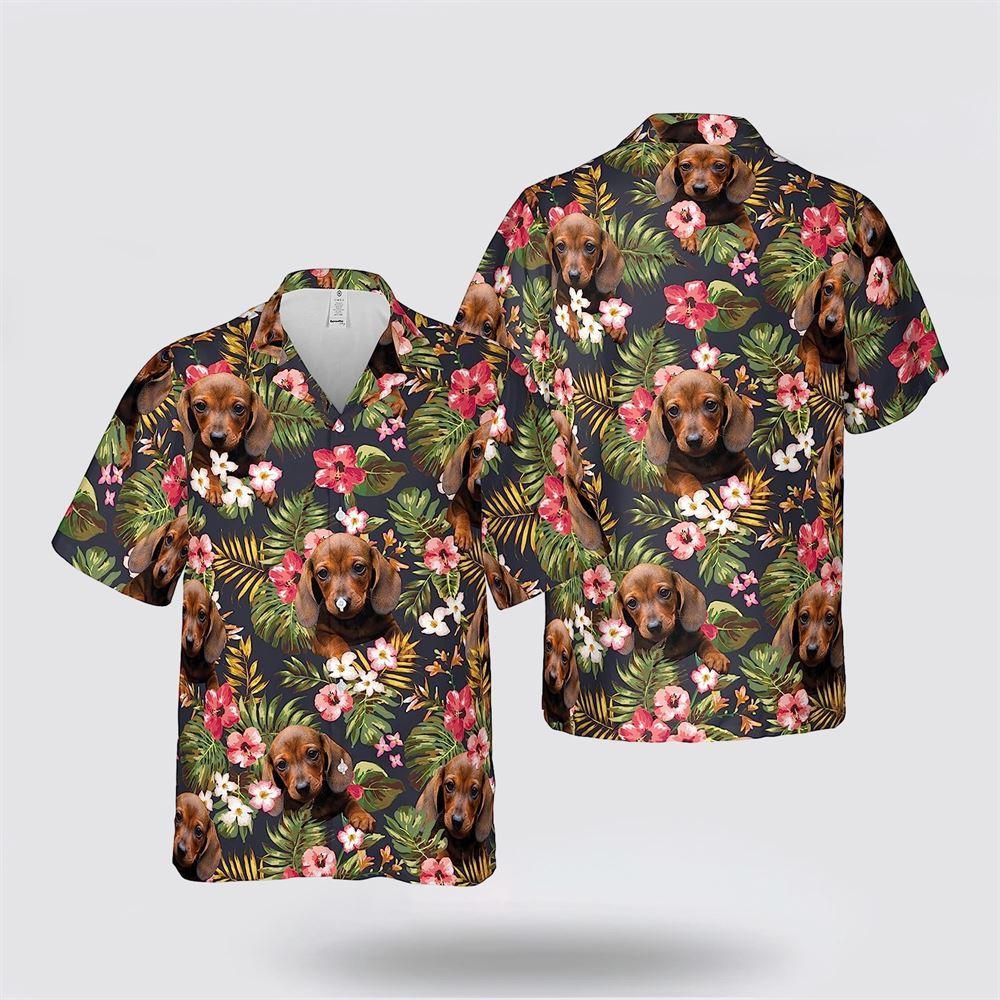 Dachshund Dog Is So Cute On The Tropic Backgound Hawaiin Shirt – Gift For Pet Lover