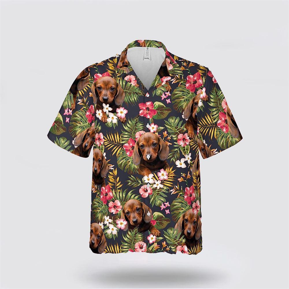 Dachshund Dog Is So Cute On The Tropic Backgound Hawaiin Shirt – Gift For Pet Lover