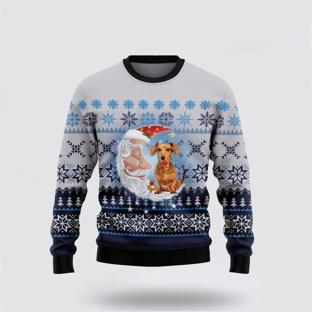 Dachshund Dog Love Santa Moon Ugly Christmas Sweater – Dog Lover Christmas Sweater Dachshund Dog Love Santa Moon Ugly Christmas Sweater – Dog Lover Christmas Sweater