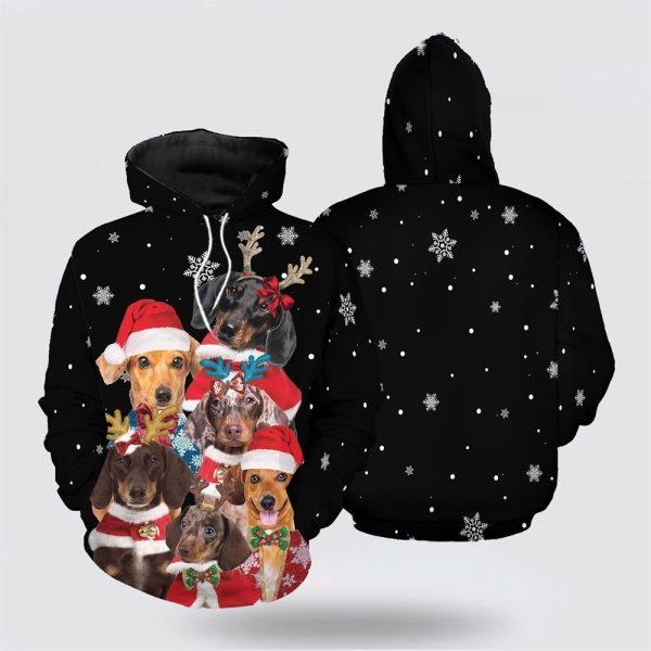 Dachshund Hello Christmas All Over Print 3D Hoodie – Pet Lover Christmas Hoodie