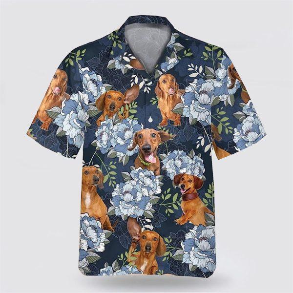 Dachshund  On The Blue Flower Background Hawaiian Shirt – Pet Lover Hawaiian Shirts