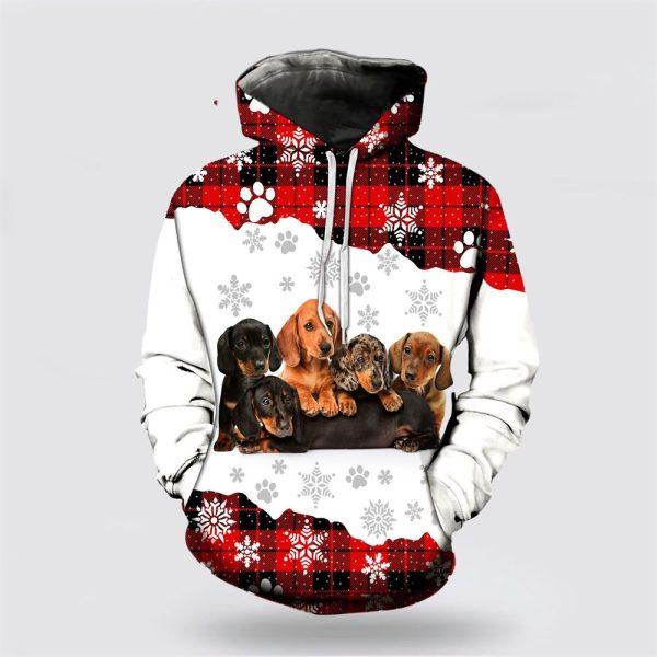 Dachshund Puppies Christmas All Ovver Print 3D Hoodie – Dog Lover Christmas Hoodie