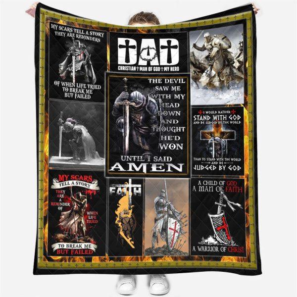 Dad Christian Man Of God My Hero Christian Quilt Blanket – Gifts For Christians