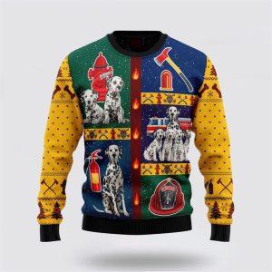 Dalmatian Firefighter Ugly Christmas Sweater – Christmas Gifts For Firefighters