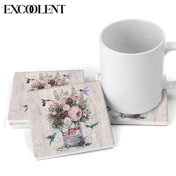 Decor Let Grace Abound Stone Coasters – Coasters Gifts For Christian
