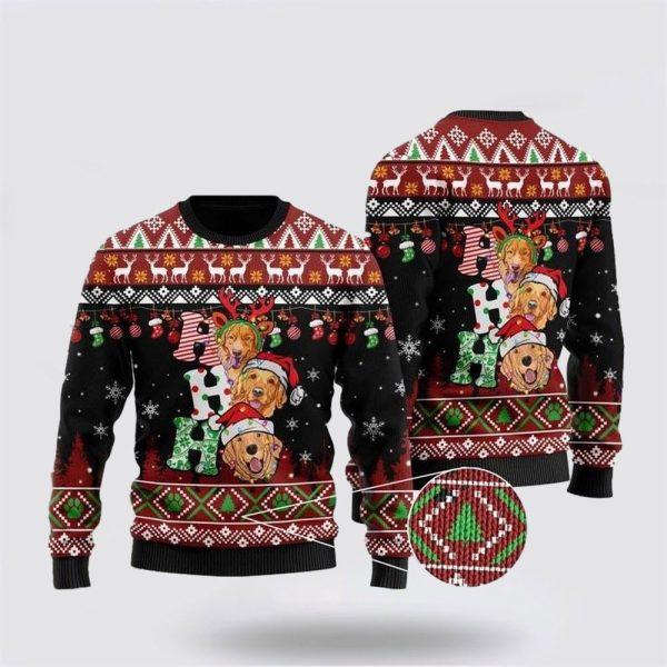 Dog Lover Golden Retriever Ho Ho Ho Ugly Christmas Sweater – Dog Lover Christmas Sweater