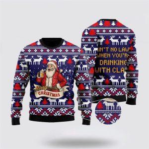 Drinking With Claus Ugly Christmas Sweater –…