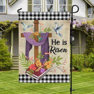 Easter Christian Cross Jesus Christ He Is Risen Flag 2