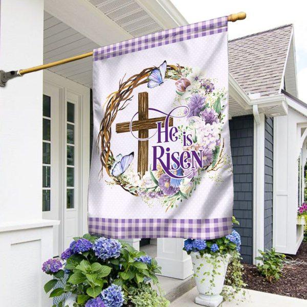 Easter Cross He Is Risen Flag – Christian Flag Outdoor Decoration