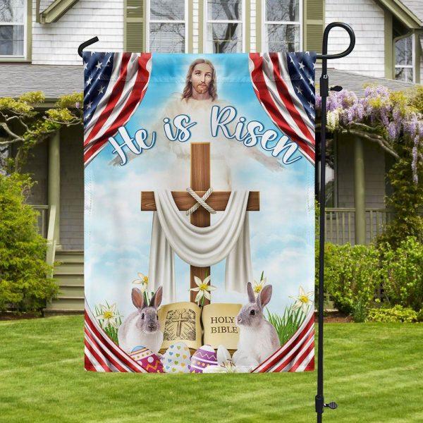 Easter Day Rabbit Flag He Is Risen Jesus Christ Flag – Christian Flag Outdoor Decoration