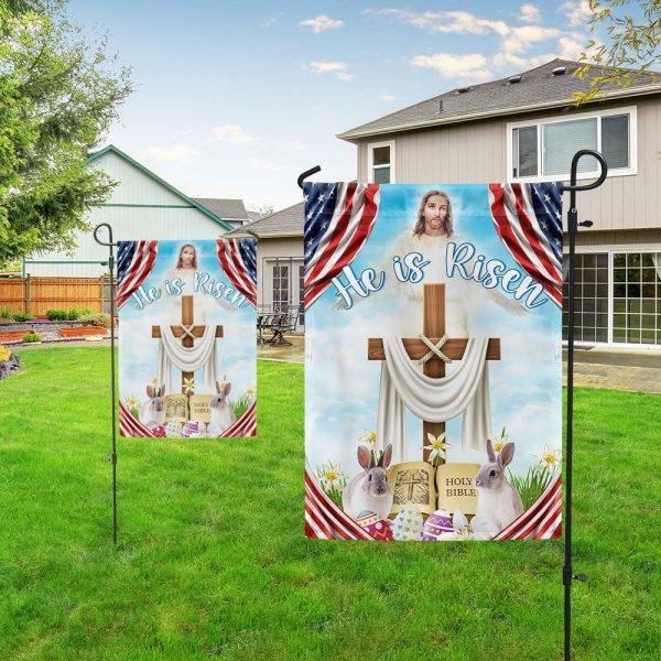 Easter Day Rabbit Flag He Is Risen Jesus Christ Flag – Christian Flag Outdoor Decoration