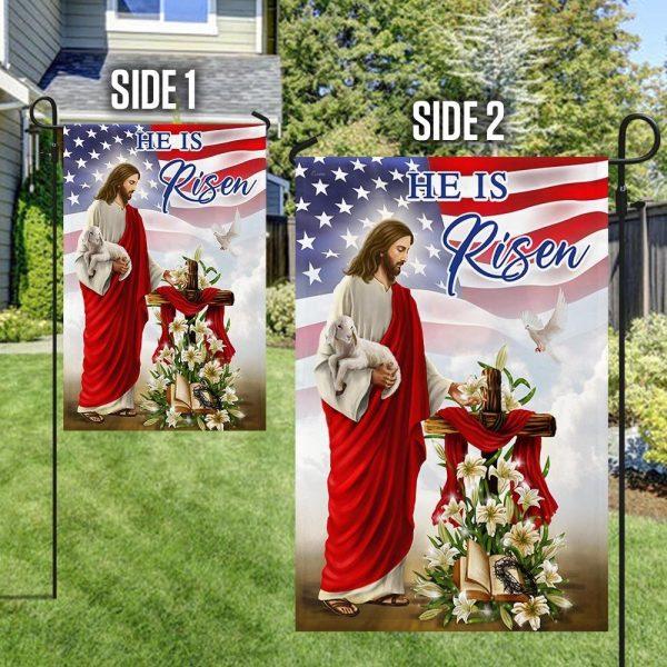 Easter Jesus He Is Risen American Flag – Christian Flag Outdoor Decoration