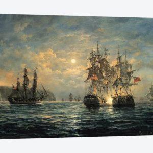 Engagement Between The Bonhomme Richard And The Serapis Off Flamborough Head,1779 US Navy Canvas Wall Art – Gift For Military Personnel