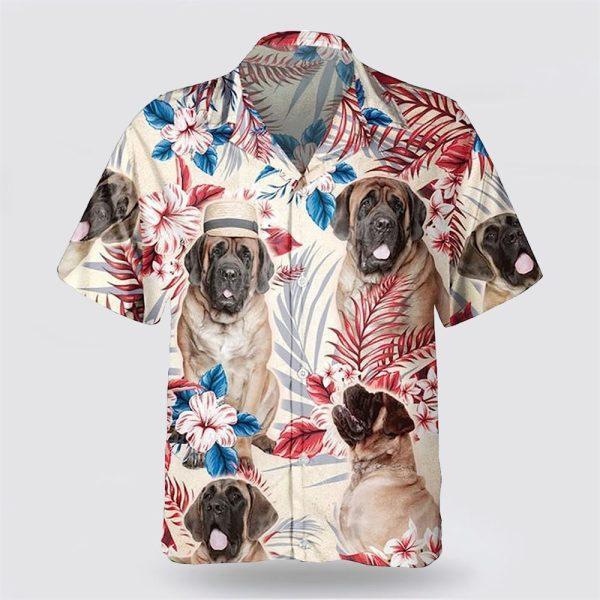 English Mastiff On The Red Flower Tropic Background Hawaiian Shirt – Pet Lover Hawaiian Shirts