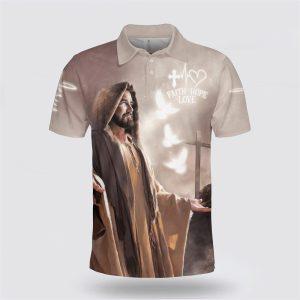 Faith Hope Love Jesus Polo Shirt –…