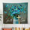 Faith Hope Love Tapestry Wall Art Butterfly – Tapestries Gifts For Jesus Lovers