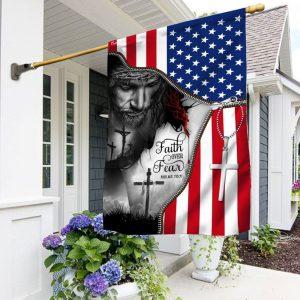 Faith Over Fear. Jesus Under American Flag 1