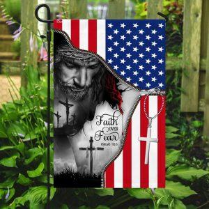 Faith Over Fear. Jesus Under American Flag 3