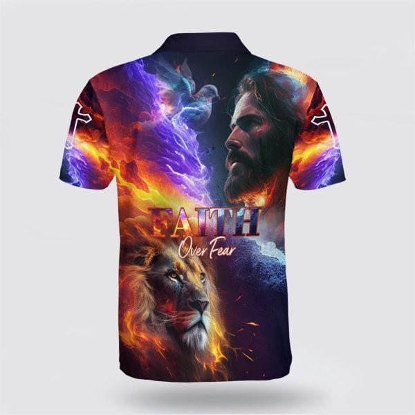 Faith Over Fear Jesus And Lion Polo Shirt – Gifts For Christians