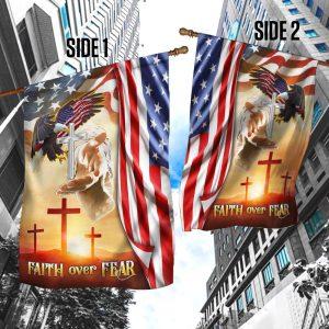 Faith Over Fear Jesus Cross Flag 2