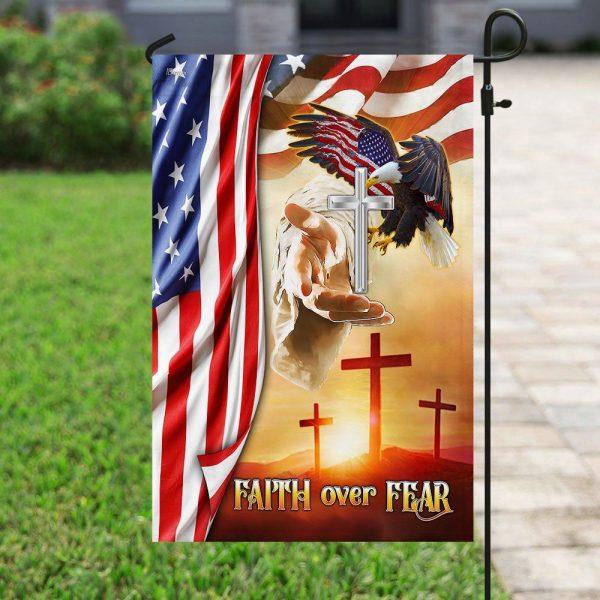 Faith Over Fear Jesus Cross Flag – Christian Flag Outdoor Decoration