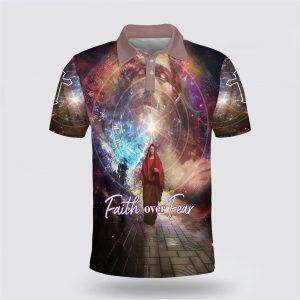Faith Over Fear Jesus Potrait Polo Shirt…