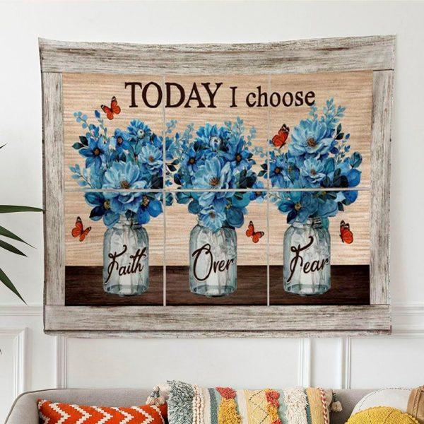 Faith Over Fear Tapestry Wall Art Butterfly Floral – Tapestries Gifts For Jesus Lovers