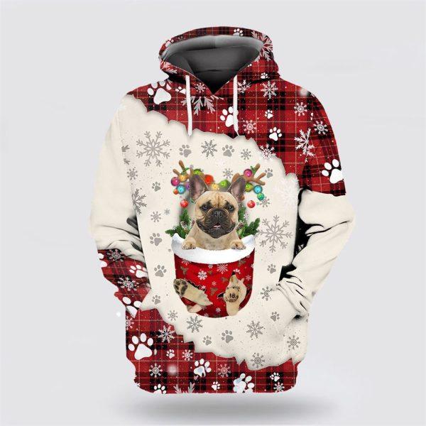 Fawn French Bulldog In Snow Pocket Merry Christmas All Over Print 3D Hoodie – Dog Lover Christmas Hoodie