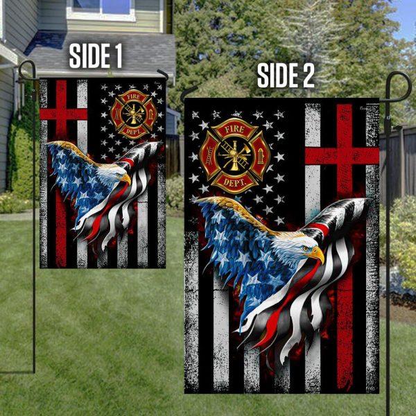 Firefighter, Christian Cross, American Eagle US Flag – Christian Flag Outdoor Decoration