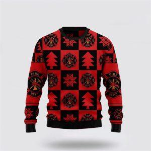 Firefighter Christmas Pattern Ugly Sweater – Christmas Gifts For Firefighters