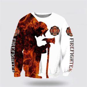 Firefighter On Fire Ugly Christmas Sweater –…