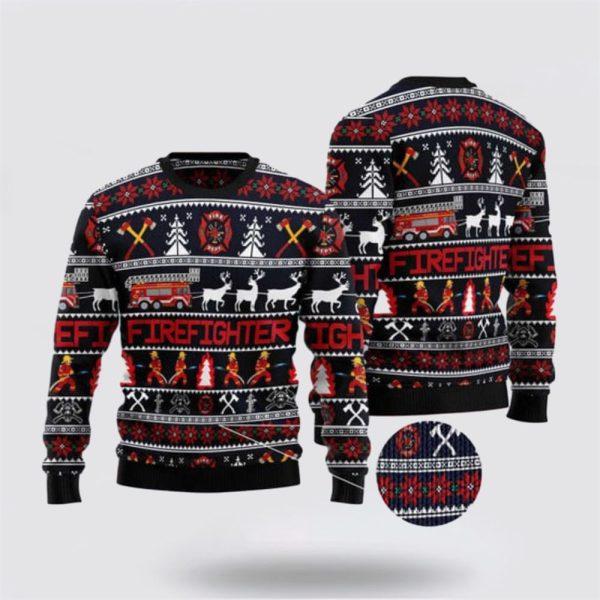 Firefighter Ugly Christmas Sweater – Christmas Gifts For Firefighters