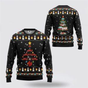 Firetruck Christmas Tree Ugly Sweater Festive 3D…