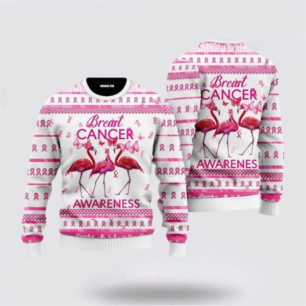 Flamingo Breast Cancer Awareness Ugly Christmas Sweater – Christmas Gifts For Frends