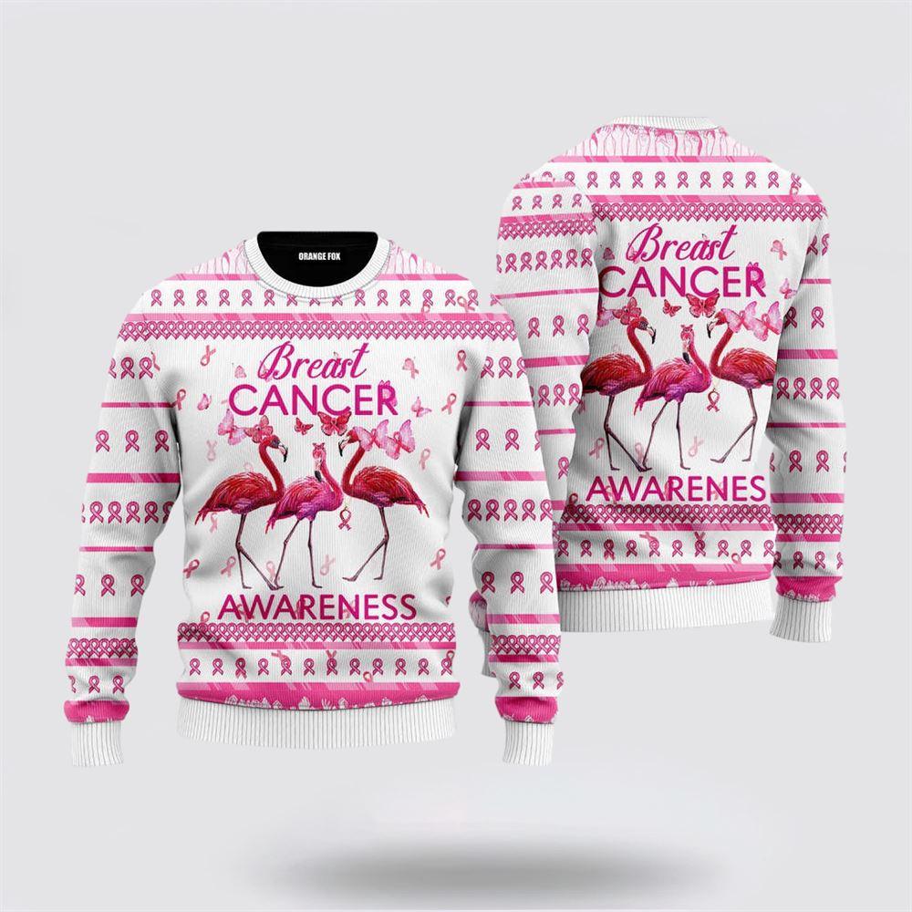 Flamingo Breast Cancer Awareness Ugly Christmas Sweater – Christmas Gifts For Frends Flamingo Breast Cancer Awareness Ugly Christmas Sweater – Christmas Gifts For Frends