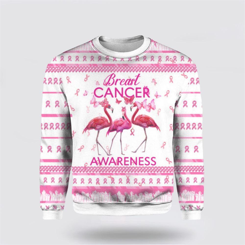Flamingo Breast Cancer Awareness Ugly Christmas Sweater – Christmas Gifts For Survivors Flamingo Breast Cancer Awareness Ugly Christmas Sweater – Christmas Gifts For Survivors